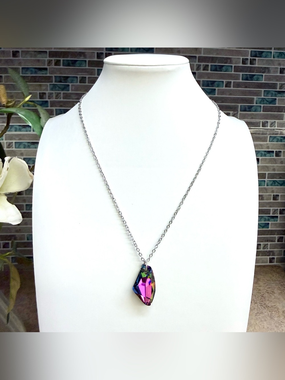Sparkling Aurora Borealis abstract crystal lnecklace